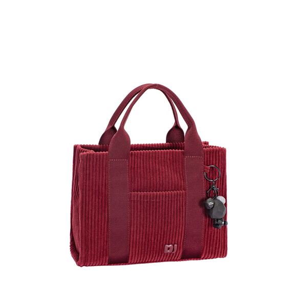 David Jones Corduroy Charm Detail Included Zipper Closure Handbag | Windsor Wine - Picture 4 of 13